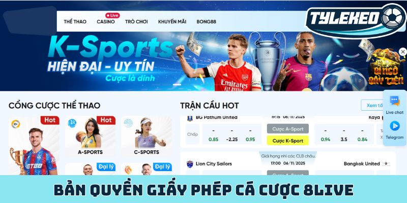 8LIVE - Khám phá sân chơi quốc tế chuyên nghiệp, uy tín 2 Bản quyền giấy phép cá cược 8LIVE